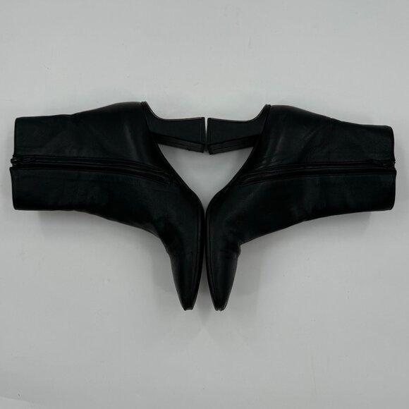 Furla Sirena Black Leather Square-Toe Ankle Boots Size7.5 or  38.5 Made In Italy - Picture 4 of 15